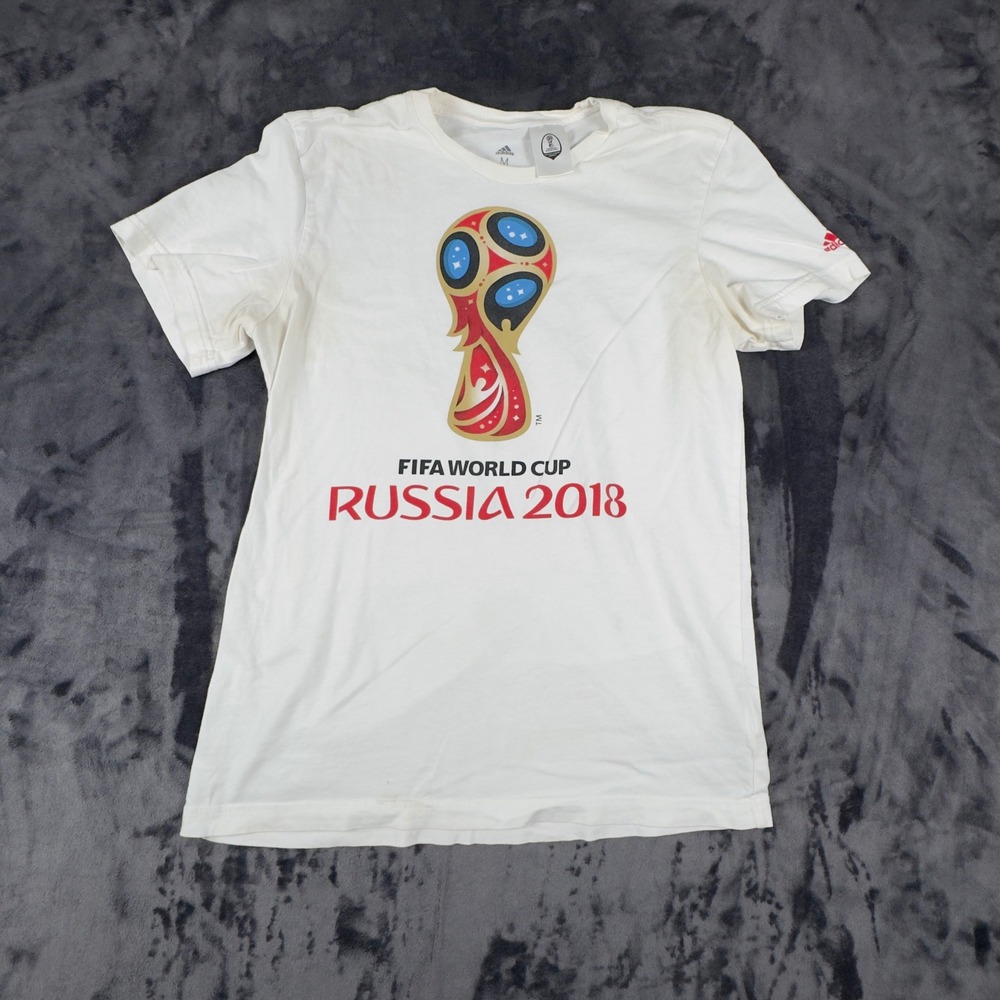 Adidas T-Shirt Mens Medium White FIFA World Cup Russia 2018 Graphic Tee